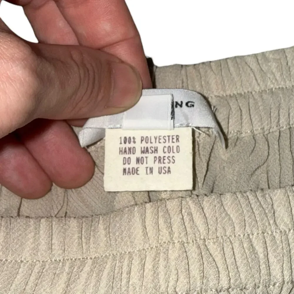 Vintage Han Feng Pleated Mini Skirt Textured Semi Sheer Cream USA Size Small